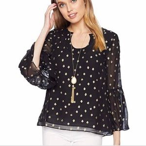 Lilly Pulitzer Amory Top Onyx Starry Clip Chiffon